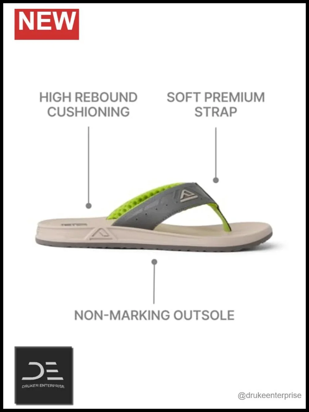 Water-Friendly Synthetic Nubuck Flip Flops for Beach & Casual